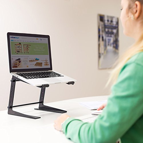 Relaxdays Laptopständer höhenverstellbar Notebookständer mit gummierten Füßen, Haltern Höhe 5-fach verstellbar Laptophalter für Djs und Musiker Mixerständer, 34,5 x 26 x 32 cm, schwarz - 2