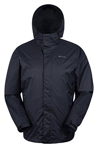 Mountain Warehouse Torrent Herren wasserdichte atmungsaktive jacke mantel mit Kapuze warme Outdoorjacke mantel Freizeit Sport Wander Walking Camping Schwarz XXX-Large