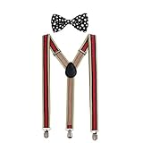 1 Conjunto Unisex Tirantes Y Pajarita Raya Elástico Ajustable Para Hombre Con 3 clips De Ancho 2.5 CM (4)