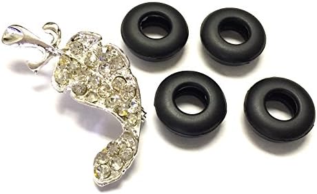 BSI 4pcs Medium Replacement Spouts Buds for Aliph Jawbone ERA Smokescreen Midnight Shadowbox, Black Streak,Silver Lining Wireless Bluetooth Headset Gels Buds Tips Earbuds Eartips + Nice Crystals Feather Brooch