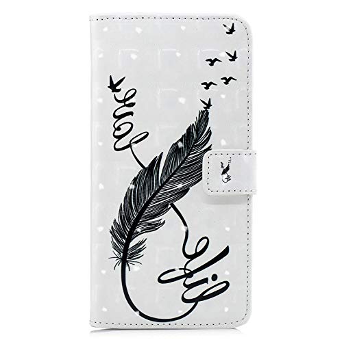 Preisvergleich Produktbild Ledertasche BookStyle 3D Flower Animal Cartoon Slim Leder Hülle Schutzhülle Scratch Bumper Flip Folio Wallet Stand Case Card Slots Pocket Shell Magnetverschluß Etui Case für Huawei Mate 20 Lite