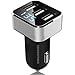 Produktbild SUNGOLDPOWER 12V/24V 3 USB Ausgang DC 5V 3.1A KFZ-Ladekabel Auto Ladegerät Strom Zigarettenanzünder Adapter mit Digitalanzeige Car Charger für iPhone, iPods, iPad, Samsung Galaxy Note, Android / Windows Smart Handys, GPS, Tablets und mehr (Silber Mit Drei USB)
