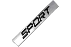 AUTOZOCO Emblema Adhesivo metálico Sport, Insignias Sport, Emblema Sport, Adhesivo para carrocería Sport, Distintivo Sport para Coche, Pegatina Sport, 7.8 cm x 1.2 cm, Metal, Negro y Plateado