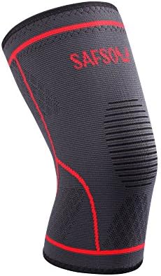 Compression Knee Sleeve/ Crossfit Knee Brace/ Knee Support for Running, Football, Basketball, Yoga, Squat[Single]-Ideal for Pain Relief, Meniscus Tear, Arthritis, Injury by SAFSOU(Large)