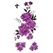 TAFLY Butterfly Purple Floral Body Art Waterproof Flower Temporary Tattoo Transfer Sticker 5 Sheets