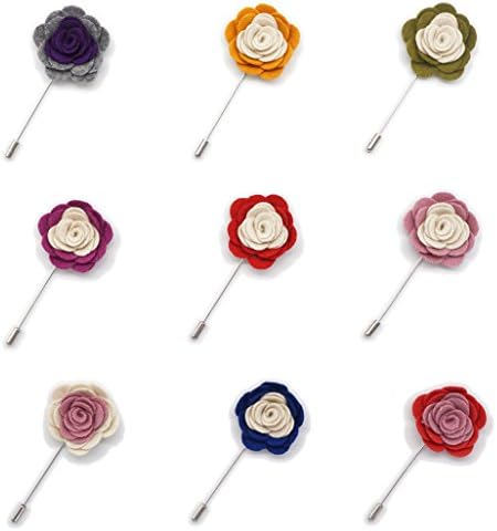 INNEE Handcrafted Lapel Flower 9pcs Boutonniere Pins in Clear Top Tin Box 9pcs Boutonniere Pins Handcrafted Lapel Flowers in Clear Top Tin Box by INNEE (Style H)