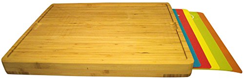 Tabla de cortar de bambú con 5 alfombrillas flexibles, por Wimports