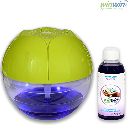 winwinCLEAN AIR Blow (Grün) mit Luftreinigerkonzentrat fresh AIR "FLIEDER" 500ml + NEUES MODELL 2016 + mit UV-Entkeimung + sehr leise