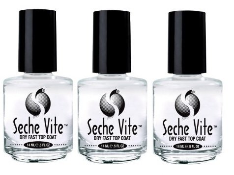 Seche Vite 3 Bottles Dry Fast Top Coat .5 Oz Professional Clear High Gloss 83005