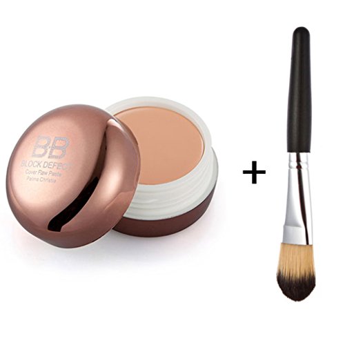 Bb Creme Concealer Make-up Basis Fundament Gesichtspuder + Silber Griff Bürste - 2
