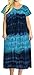 Produktbild La Leela 3 in 1 langen Strand Rayon Damen prom Tunika tie dye lose kurz -Kleid Sommerkleid lässig Badebekleidung Bikinioberteil verschleiern Bademode kurze Hülse plus Größe Frauen blau