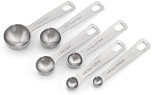 Stainless Steel Measuring Spoons Set of 6, Foxroar Dry and Liquid Ingredients Stainless Steel Measuring Spoons 1/2 Tablespoon, 1/8, 1/3 and 1/16 Teaspoon