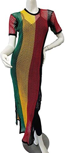 Big Dawg Special Ladies Riana Rasta Striped Side Split String Knitted Maxi Dress
