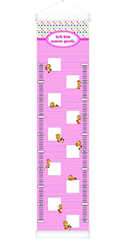 Preisvergleich Produktbild Farbklecks Collection - Messlatte Giraffe Mädels Motiv 3 - 10 Bilderrahmen - Personalisierbar - Messleiste - Kinder-Messleite