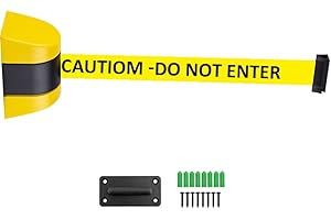 YUFANKAI Wall Mount Queue Barrier Belt, Retractable Barrier, with ABS plastic housing, 5/10 m arning Belt People Guidance System, ‘CAUTION - DO NOT ENTER’ printed on both sides. (10M)