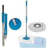 Complete Replacement Mop Set For Rotating Mop Bucket, Microfiber Mob With Total 2 Pcs Mats, Handle with Rotating