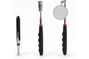 PROVANCE 3-teiliges Pick-Up Werkzeug Set: Teleskop-Magnetheber mit starker LED, flexibler Inspektionsspiegel & Magnetgreifer | Das ideale KFZ- & Werkstatt-Zubehör