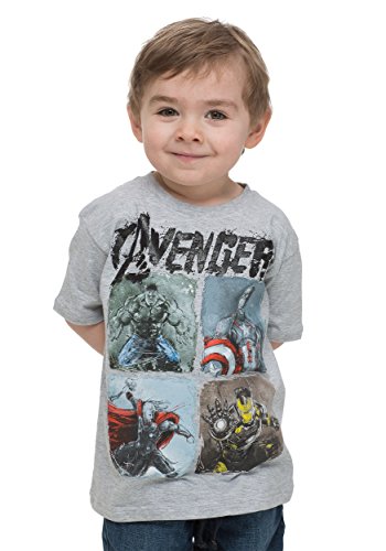Marvel Avengers Scratch Plates Juvy Grey T-Shirt | 4