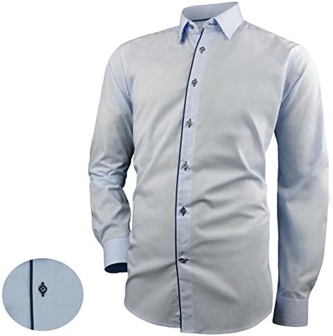 Victorio Men's Cotton Elegant Blue Shirt Classic V268 (3XL)