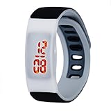 Ouneed® Mode Damen Herren Striking Silikon LED Sport Armband Noten Digital Armbanduhr Watch (Weiß)