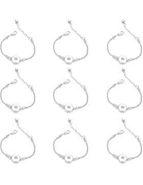 Soleebee 2 in 1 verstellbaren Silberfarbe Legierung Click Button Armband passt Perlen Charm Schmuck