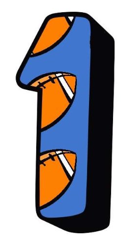 Rugby With Blue Number 1 Sticker For House Door / Wheelie Bin / Dustbin - Choose Number