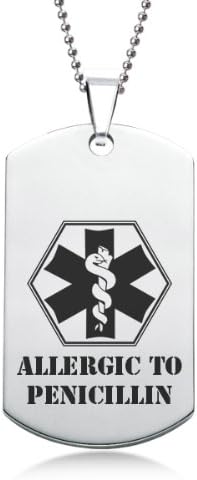 Allergic To Penicillin EMS Stainless Steel Dog Tag with Gift Box