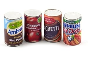MyTinyWorld Dolls House Miniature Set of 4 Food Cans