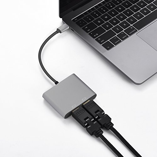 USB Typ C auf Dual HDMI Hub für Macbook Pro, MacBook, Chromebook Pixel und mehr, Thunderbolt 3 Kompatibel, [DEMEDO] USB 3.1 auf Dual HDMI Multiport Adapter - 5