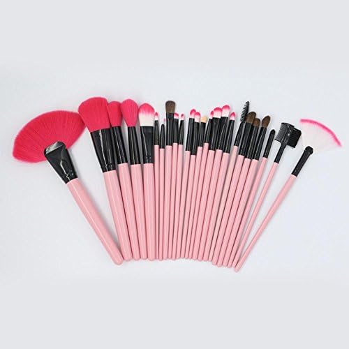 24-Piece Professional Makeup Brushes Set with Wooden Handle Make up Brush for Foundation Blusher Mascara Cosmetics with Free Faux Leather Pouch