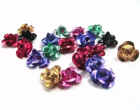 100 x 6mm Mixed Colour Aluminium Rose Flower Spacer Beads (Crafts - Jewellery Making Beads - Fashion Charms - Jewelry Accessories - Jewellery Findings) D1