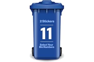 HAPPY QOUKKA Happy Quokka Pack of 2 White Wheelie Bin Stickers Number, 17cm, Waterproof and Weatherproof, Bin Numbers for Wheelie Bins, Sticky Numbers and Self Adhesive Numbers for Wheelie Bins (No. 1)