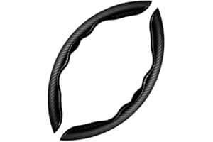 DOMENICA Couvre Volant de Voiture Fibre de Carbone Universel 36-40cm (Noir)