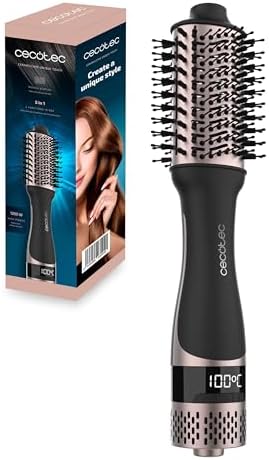 Cecotec Spazzola d'aria con schermo CeramicCare Unique Touch, 1200 W, asciutta, districa, liscia, volume e stampaggio, 4 temperature, elimina il crespo e l'arricciatura, testina in ceramica