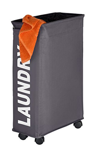 Wenko 3450115100 Wäschesammler Corno Grau – Wäschekorb, Fassungsvermögen 43 L, 100 % Polyester, 18,5 x 60 x 40 cm, dunkelgrau - 2