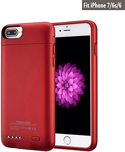 iPhone 7 Battery Case, YFish 3000mAh iPhone Portable Charger Slim Rechargeable Extended Battery Charging Pack Power Bank Case with Kickstand for iPhone 7 / 6S / 6 4.7 inch, RED