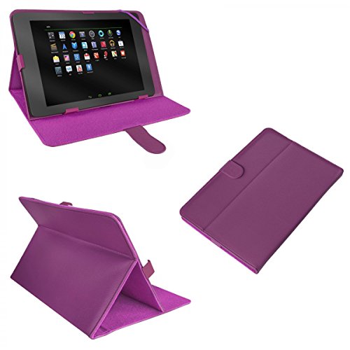eFabrik Universal Tablet Halterung für 10 - 10.1 Zoll Tablet Tasche Hülle Schutztasche Schutzhülle Cover Case mit Aufstellfunktion Leder-Optik lila