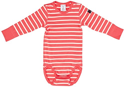 Polarn O. Pyret Baby-Girls 60277290 Almer Striped Bodysuit, Pink Rose, 1-1.5 Years
