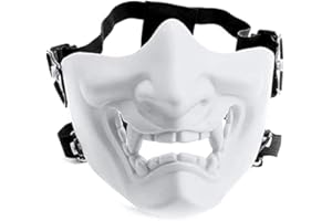 AIFORDGE Airsoft Mezza Maschere Di Modo Protettive, Demone Malvagio Mostro Kabuki Samurai Hannya Oni Mezza Viso Maschere Protettive Masquerade BallHalloween Cosplay