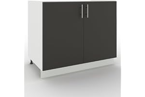 JD Greta Adjustable Kitchen Sink Base Unit - 1000mm - Sink Cabinet with Doors (No Worktop) - Dark Grey Matt