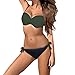 Produktbild Bikini Set Push Up, Amoyl Damen Verstellbarer Schultergurt Gepolsterter BH Mit Bandage Tanga 2 Stück Bademode Beachwear (Grün, M/A-B)