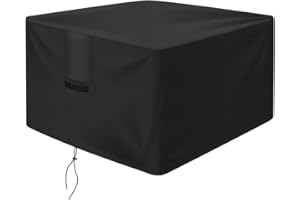 OKPOW Fire Pit Cover 84cm,Firepit Covers Waterproof Square-600D,Fire Bowl Cover Anti-UV,Heavy Duty Rip Proof Oxford Fabric Square Fire Pit Covers- Black(84cm*84cm*61cm)