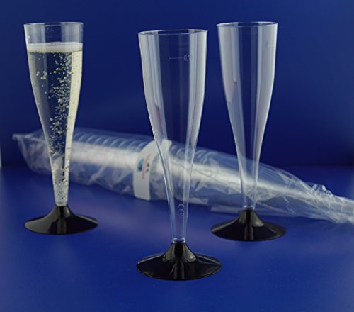 20 Stück SEKTGLÄSER -0,1 LTR.- schwarz *** EINWEG ***, Polterabend Sektempfang Sektkelch Proseccoglas
