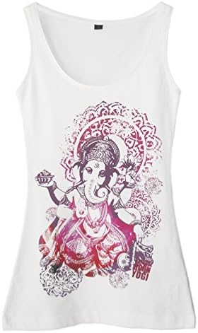 Natural Born Yogi Women's Yoga Groovy Ganesha Tank Top White s-wota.s.01 grog