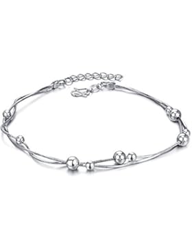 Kim Johanson Kugel Fußkettchen 925 Sterling Silber für Damen inkl. Schmuckbeutel