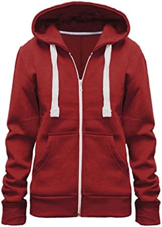 New Plus Size Hoodie Zip Zipper Hooded Jacket Coat Top Hoody Wine 2XL