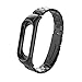 Produktbild Upxiang Für Xiaomi Mi Band 3 Mode Edelstahl Luxus Handschlaufe Metall Armband Solide DREI Riemen (Schwarz)
