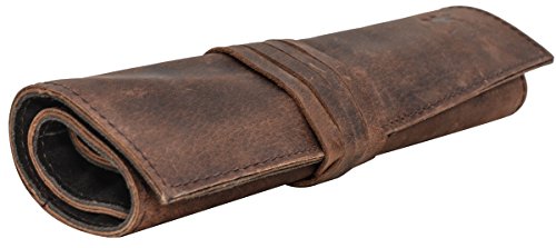 Gusti Leder studio „Rokko“ Werkzeugtasche Rolltasche Malutensilien Hülle Werkzeugmappe Ledertasche Näh und Strickzubehör Tasche Werkzeugrolltasche Büffelleder Vintage Antikbraun Braun 2A97-26-3 - 6