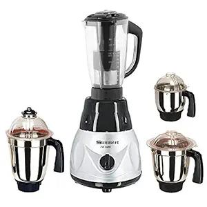 Sunmeet Black Silver Color 750Watts Mixer Juicer Grinder with 4 Jar (1 Juicer Jar with Filter, 1 Large Jar, 1 Medium Jar and 1 Chutney Jar) TAN20-SUN-11.Make in India(ISI Certified)