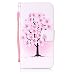 Produktbild Nancen Samsung Galaxy S7 Edge / SM-G9350 (5,5 Zoll) Hülle Case Handyhülle Brieftasche Etui Lederhülle Schutzhülle Abdeckung Bookstyle Klappcase mit 2 Kartenslots 1 Wallet Tasche Handgelenk Seil Magnetverschluss Bracket-Funktion Full Silikon Weich Innenschale Gemaltes Muster [Rosa Pfirsich Baum]